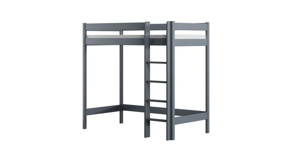 Łóżko drewniane Antresola wysokość 180 cm szare – widok produktu na białym tle