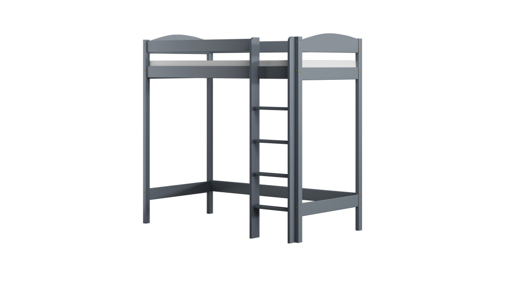 Łóżko antresola z łukiem 160 cm szare – grafika przedstawiająca bryłę produktu