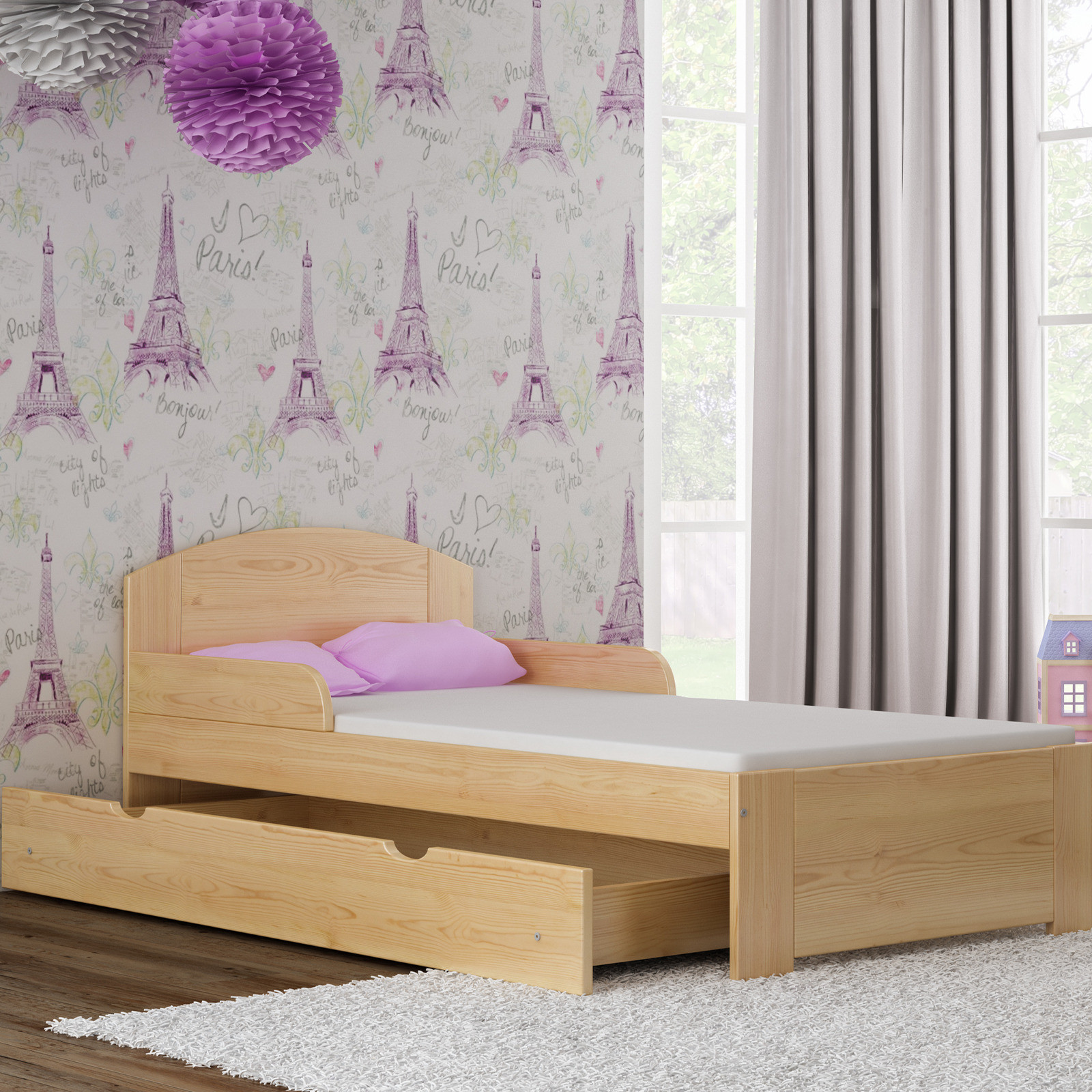 Łóżko dziecięce drewniane pojedyncze BILI S