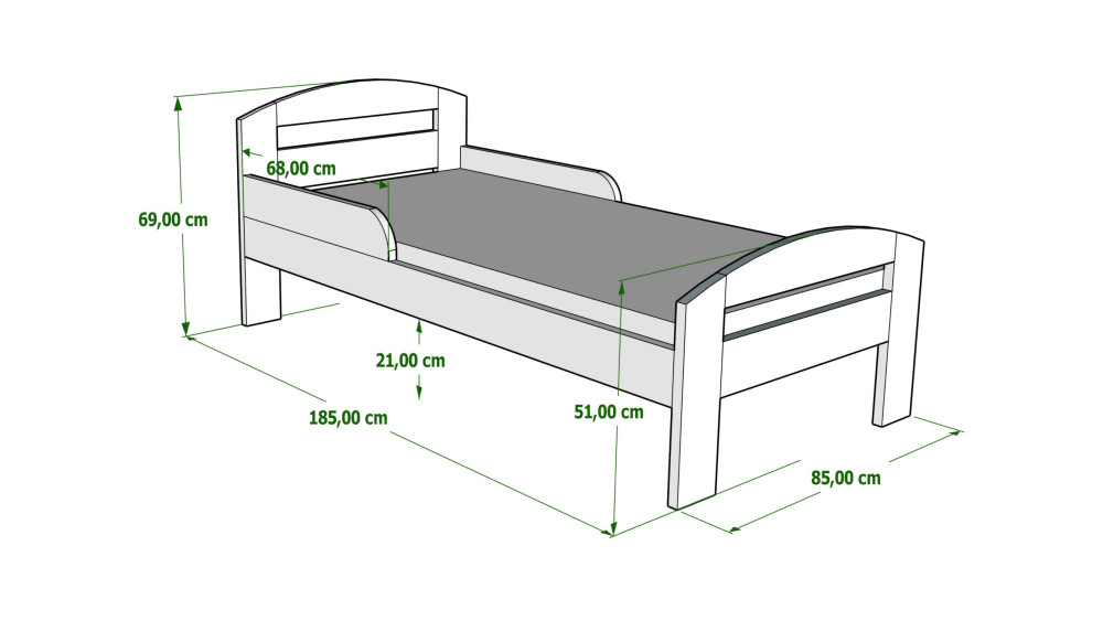 Łóżko dziecięce Timi Meble Wróbel wymiary 80x180 cm