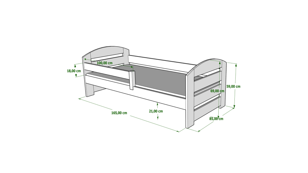 Łóżko dziecięce Kami Plus wymiary 80x160 cm