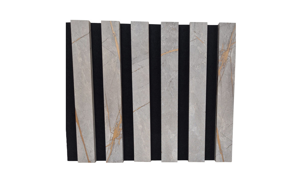 Panele lamelowe Grey Caspio na czarnym podkładzie – widok produktu