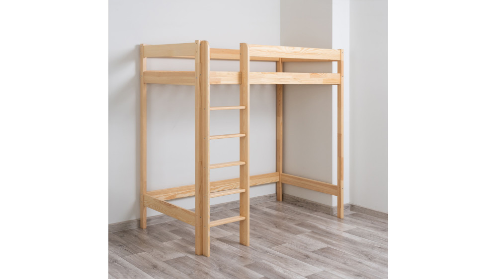 Łóżko antresola 160 cm sosna Meble Wróbel – widok bryły pod kątem