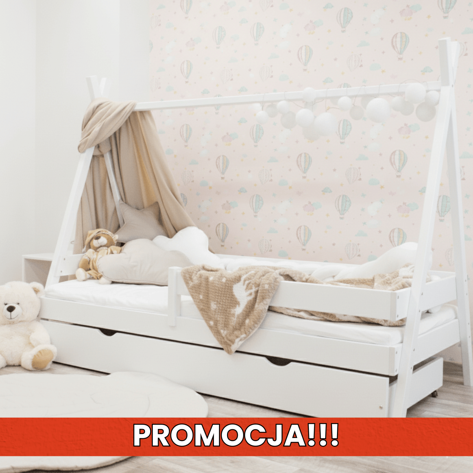 PROMOCJA - Łóżko drewniane pojedyncze TIPI PLUS 80X180