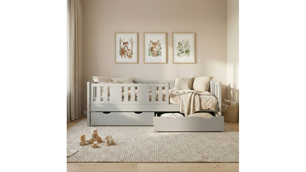 Łóżko dziecięce Niko białe z pojemnikiem w aranżacji pokoju