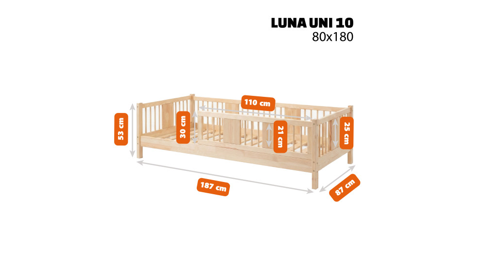 Łóżko LUNA, naturalne drewno sosnowe