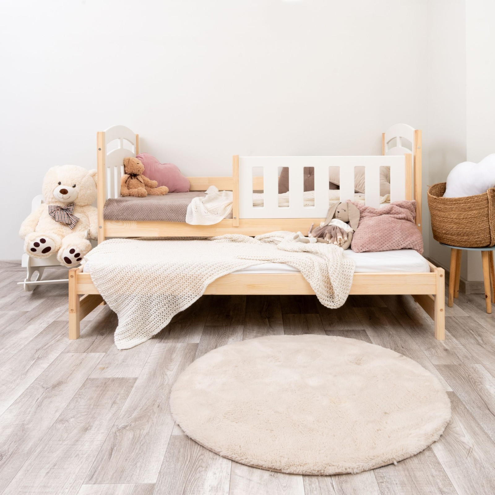 Łóżko drewniane podwójne ZUZIA DUO