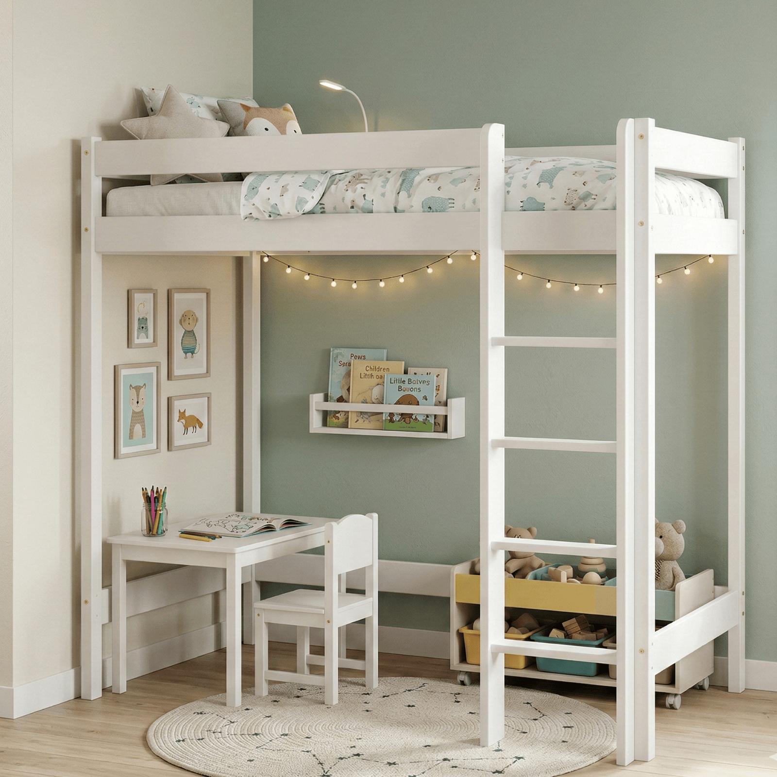 Łóżko Pojedyncze ANTRESOLA 80x160 wysokość 180 cm BIAŁY / OUTLET)