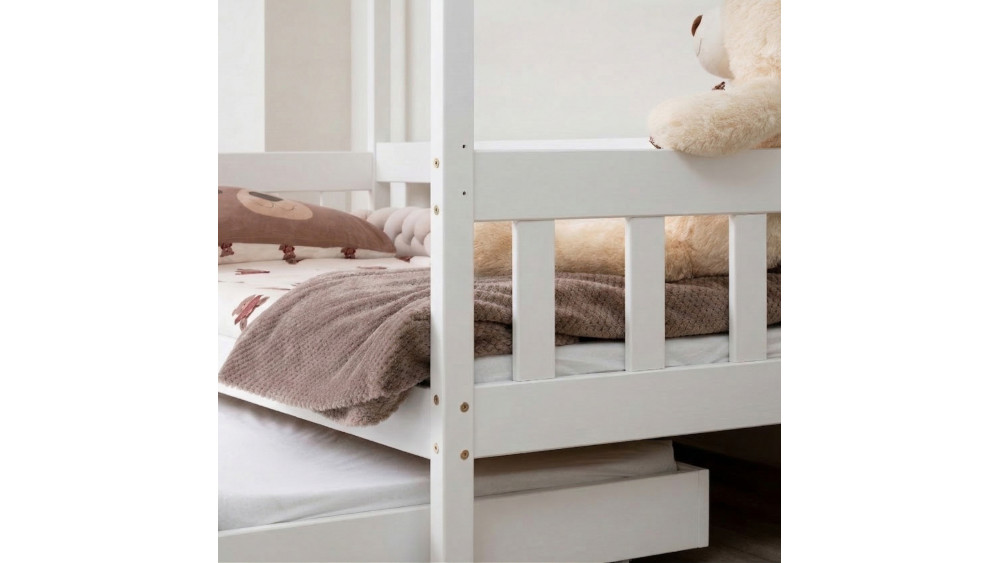 Łóżko dziecięce Domek Skrzat białe– zagłówek