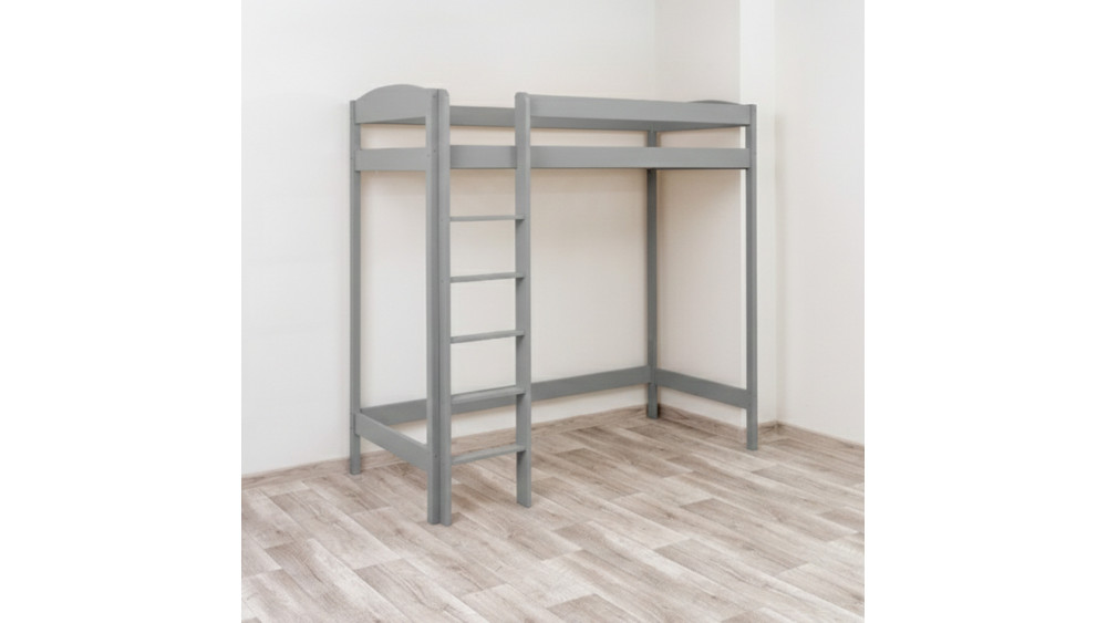 Łóżko antresola z łukiem 160 cm szare – widok bryły produktu z boku