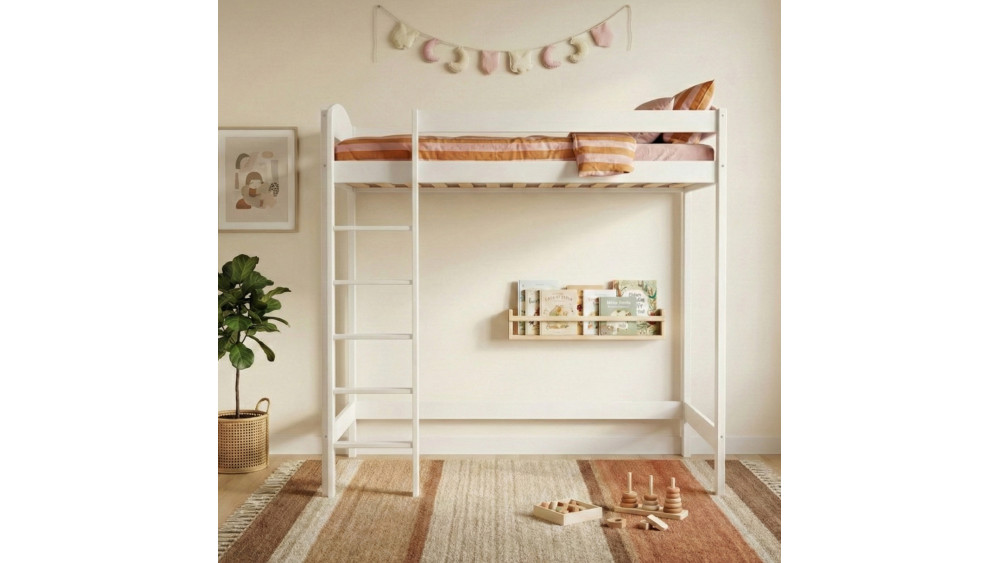 Łóżko drewniane ANTRESOLA Z ŁUKIEM, wysokość 160 cm – Meble Wróbel, naturalne drewno sosnowe