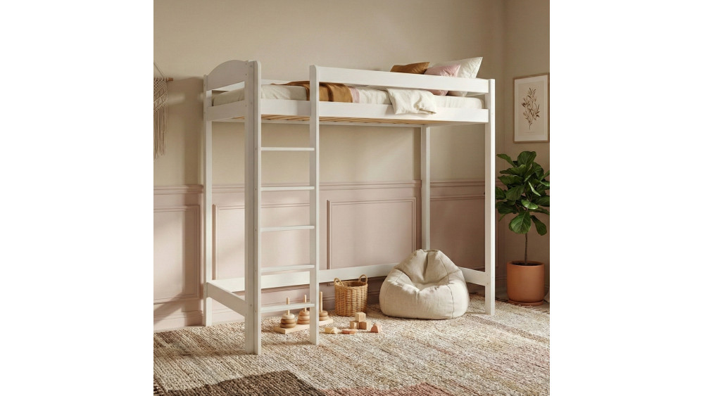 Łóżko drewniane ANTRESOLA Z ŁUKIEM, wysokość 160 cm – Meble Wróbel, naturalne drewno sosnowe