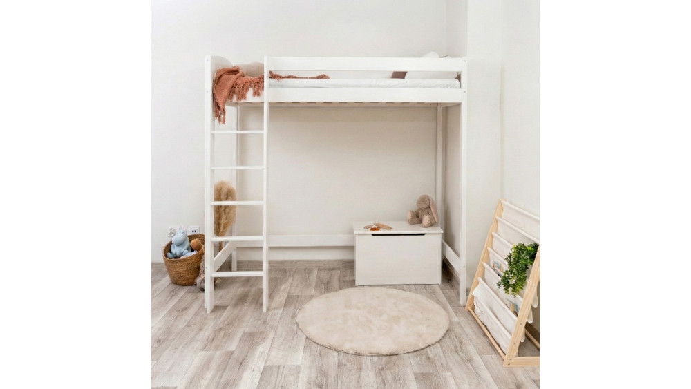 Łóżko drewniane ANTRESOLA Z ŁUKIEM, wysokość 160 cm – Meble Wróbel, naturalne drewno sosnowe