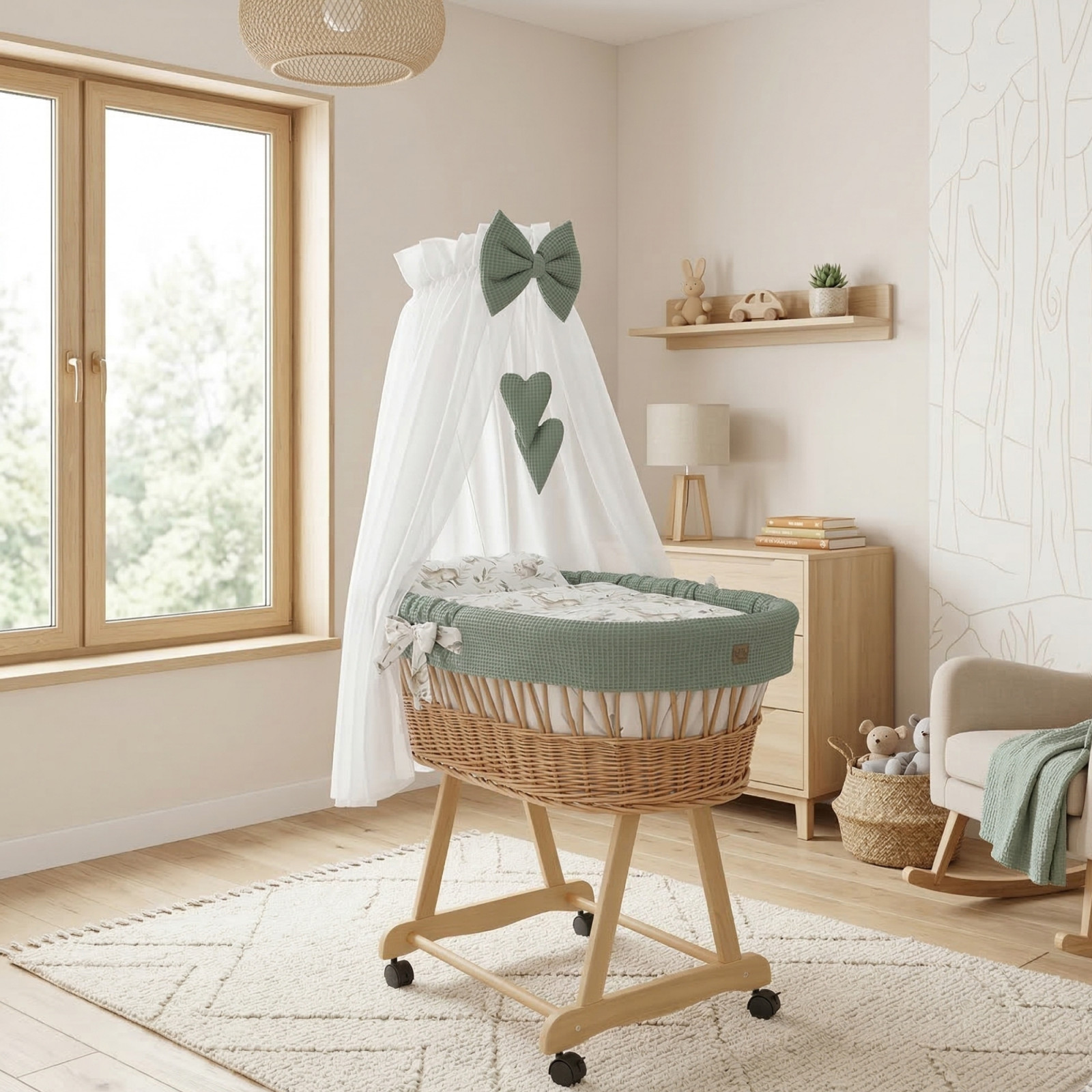 Kosz Mojżesza Z Baldachimem Na Rolkach