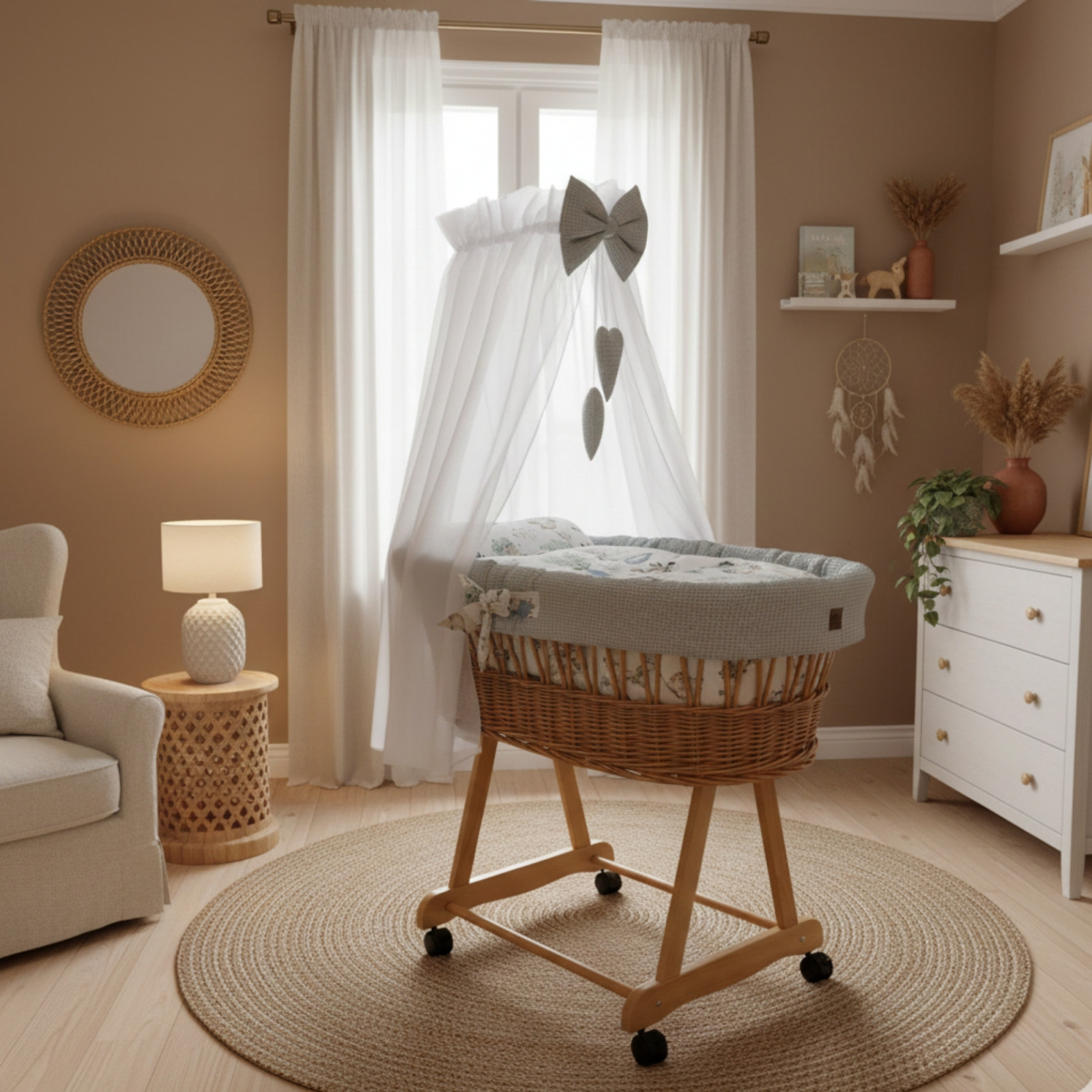 Kosz Mojżesza Z Baldachimem Na Rolkach