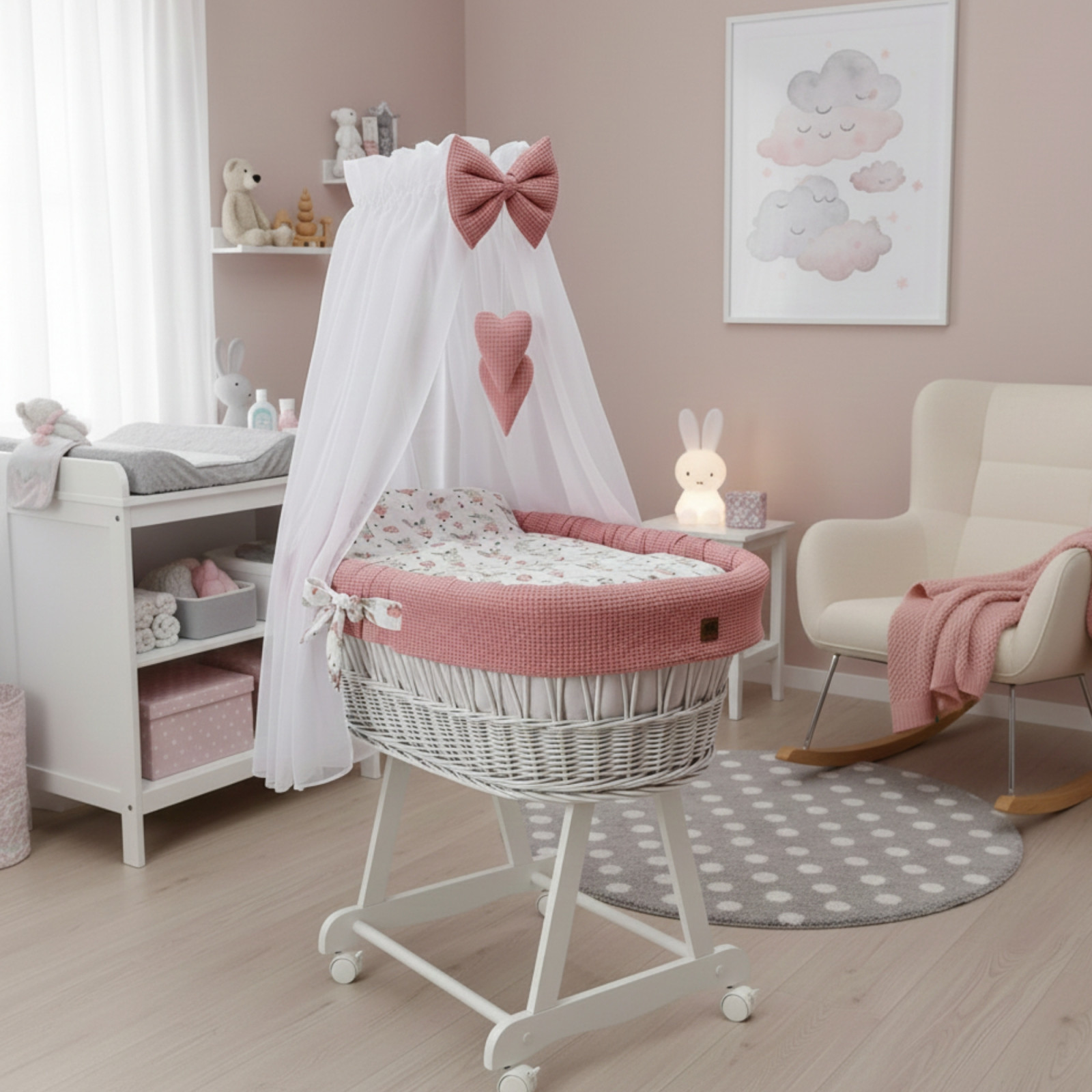 Kosz Mojżesza Z Baldachimem Na Rolkach