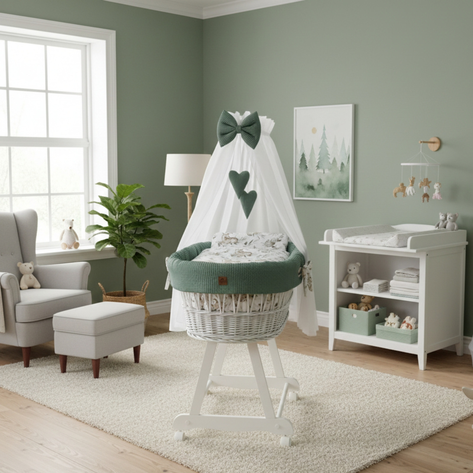 Kosz Mojżesza Z Baldachimem Na Rolkach