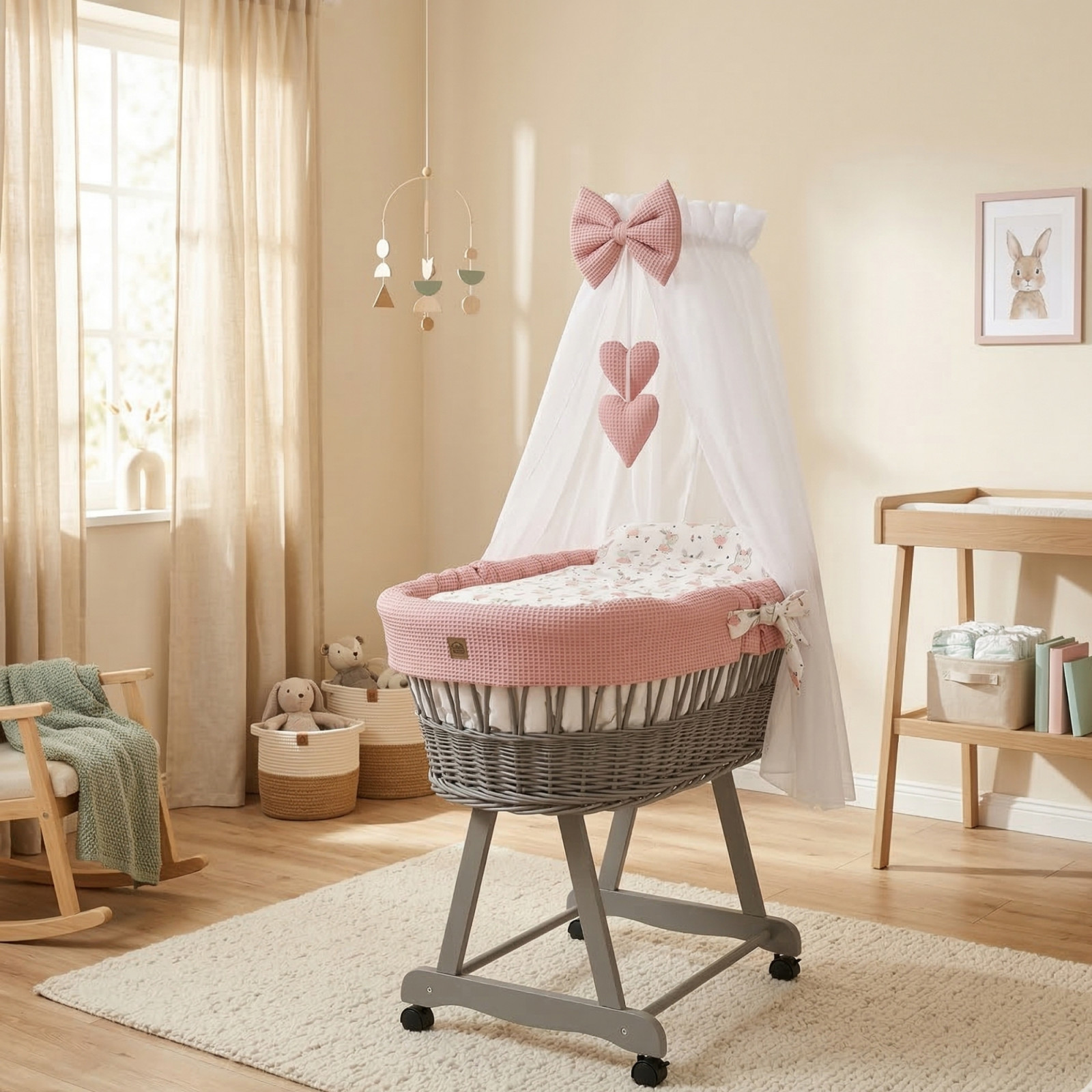 Kosz Mojżesza Z Baldachimem Na Rolkach