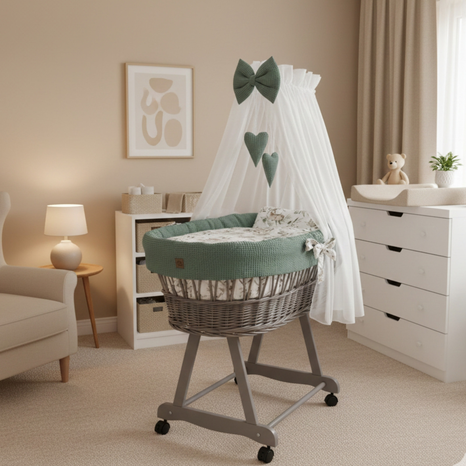 Kosz Mojżesza Z Baldachimem Na Rolkach