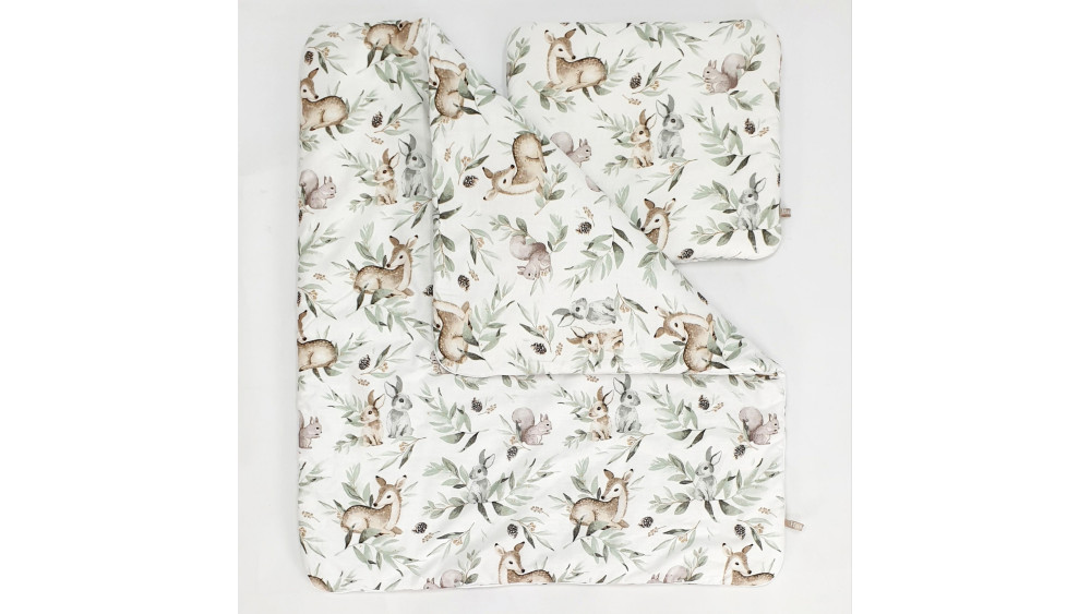 Pościel do Kosza Mojżesza wzór leśne zwierzęta – widok z góry