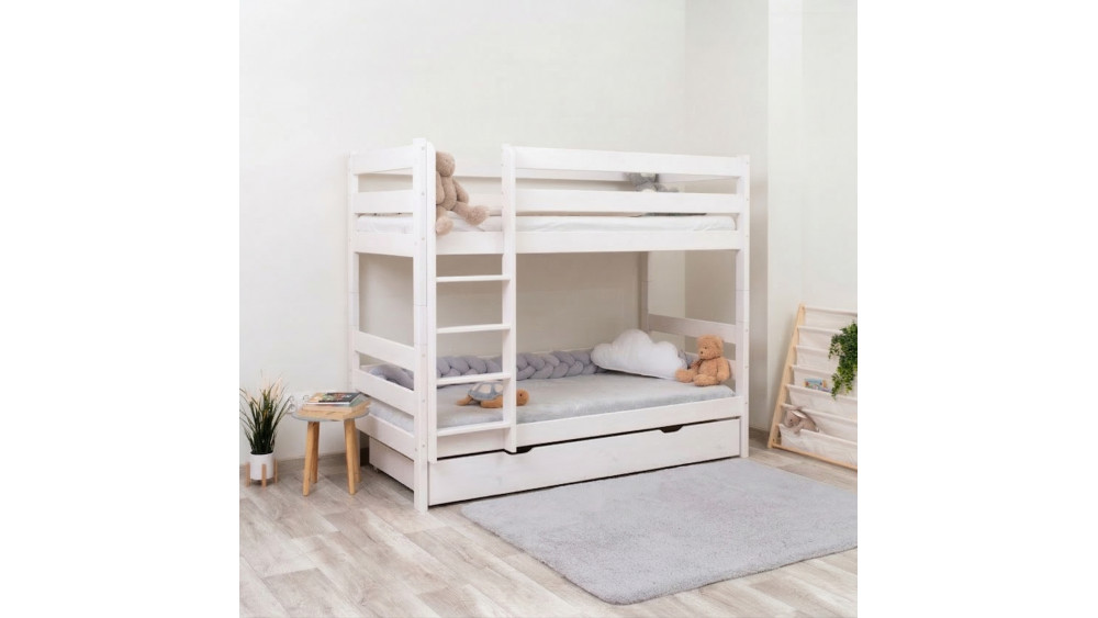 Łóżko piętrowe Gagatek Lux białe – widok bryły łóżka pod kątem