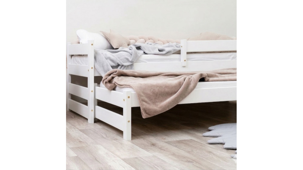 Łóżko drewniane podwójne PAWEŁEK DUO – Meble Wróbel, naturalne drewno sosnowe