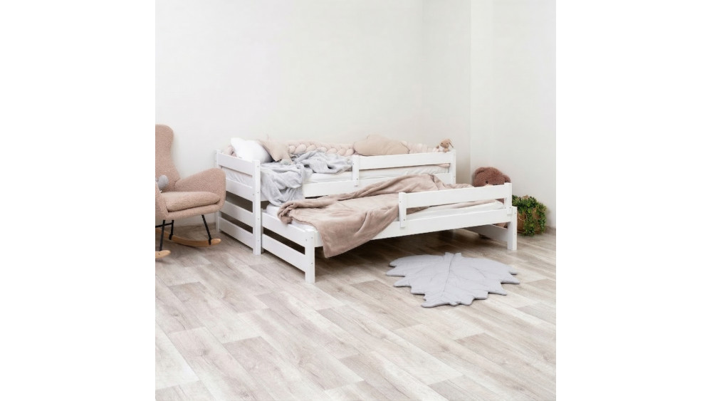 Łóżko drewniane podwójne PAWEŁEK DUO – Meble Wróbel, naturalne drewno sosnowe